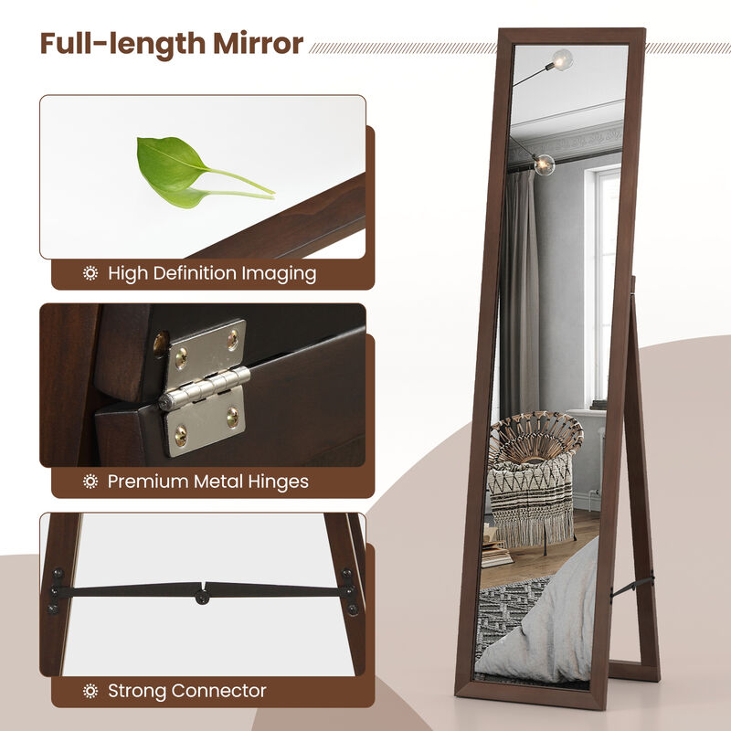 Full Length Mirror with Stand and Solid Wood Frame