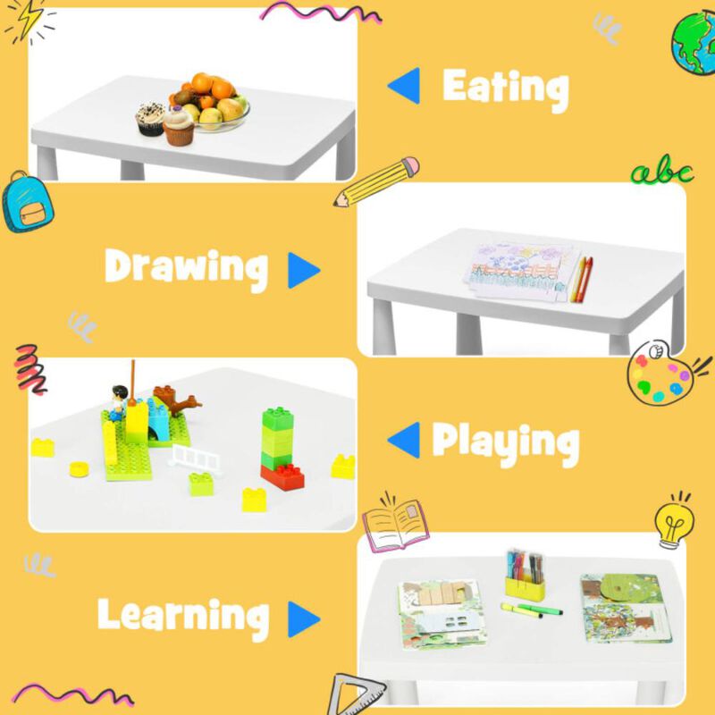 Hivvago 3 Pieces Toddler Multi Activity Play Dining Study Kids Table and Chair Set