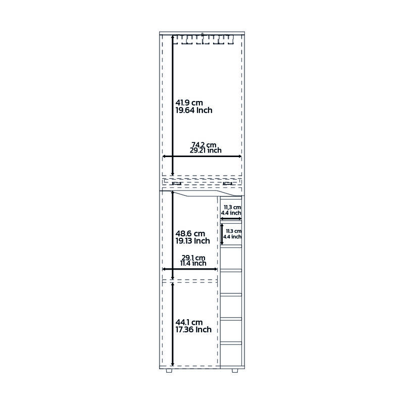 DEPOT E-SHOP Haora Tall Bar Double Door Cabinet, Seven Built-in Wine Rack, One Mobile Shelf, Two Interior Shelves, Black