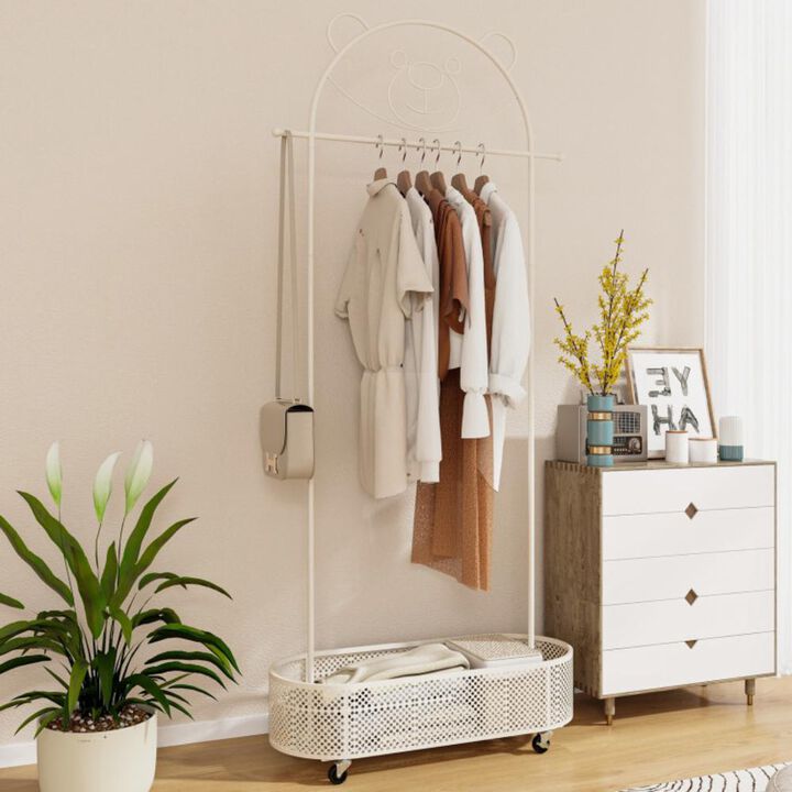 Hivvago Kid Clothes Rack with 3 Adjustable Heights and Wheels