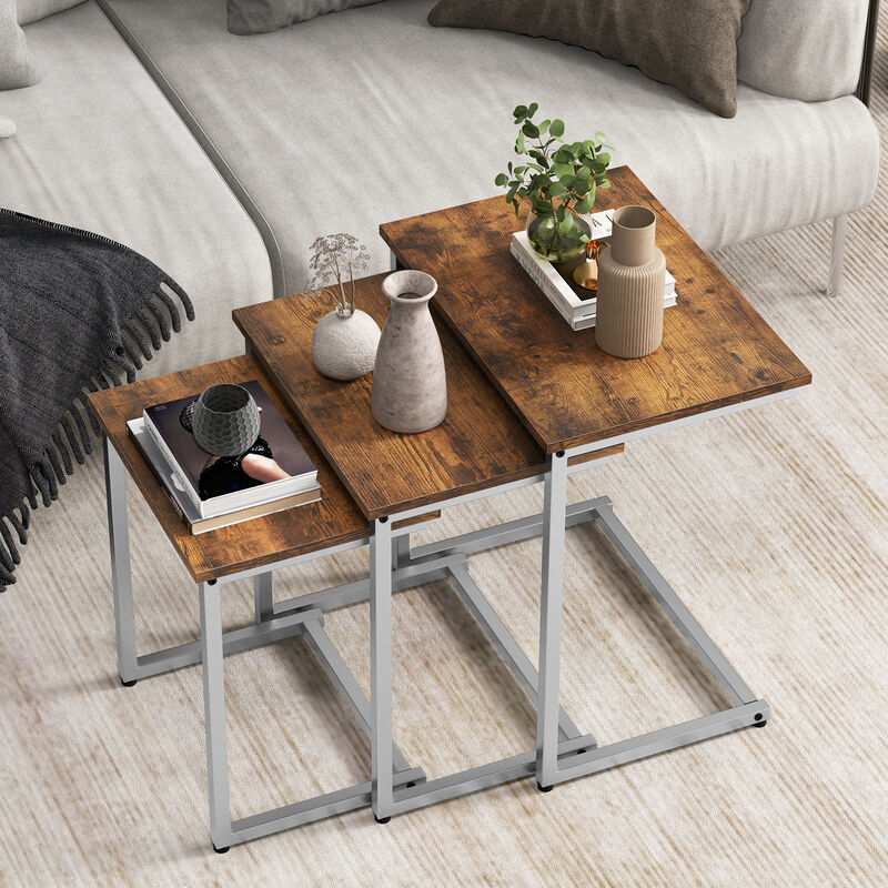 3 Pieces Multifunctional Coffee End Table Set
