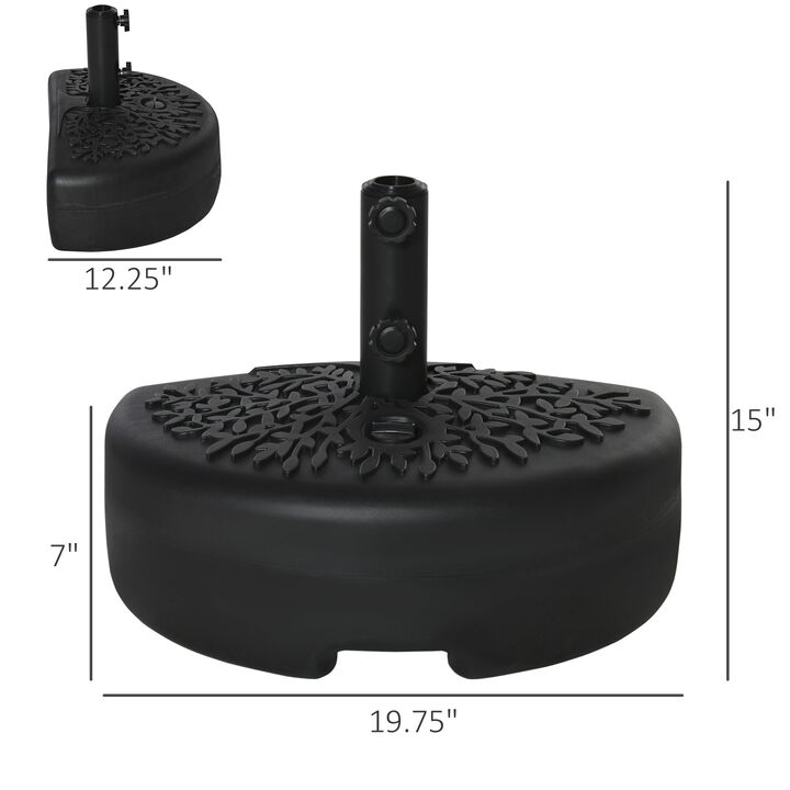 Black Umbrella Base: Half Round Sand/Water Filled Patio Stand