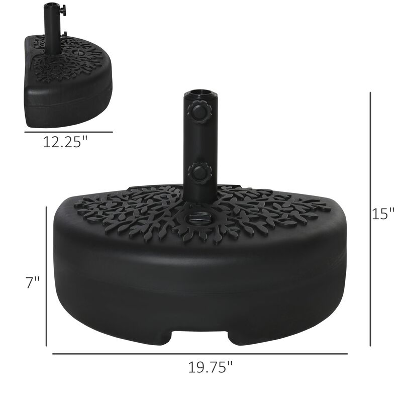 Black Umbrella Base: Half Round Sand/Water Filled Patio Stand