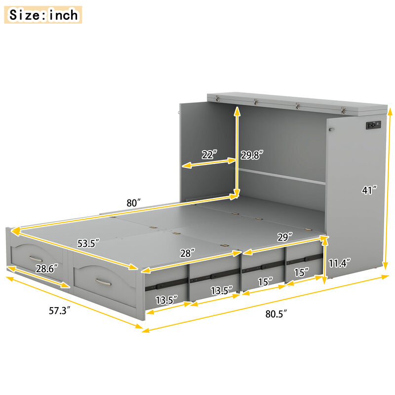 Merax Murphy Bed with Sockets and USB Ports
