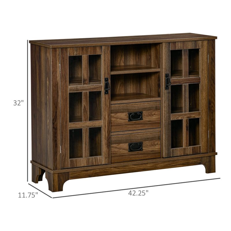 Walnut Dining Storage: Kitchen Sideboard with Glass Door & Drawers