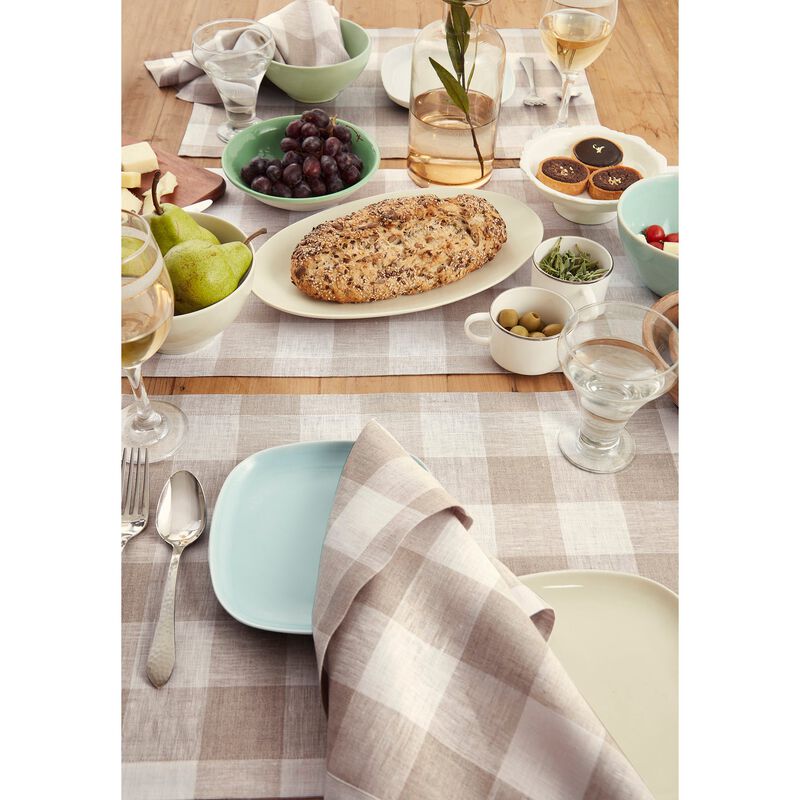 Solino Home 100% Pure Linen Buffalo Check Dinner Napkins 20 x 20 Inch Set of 4