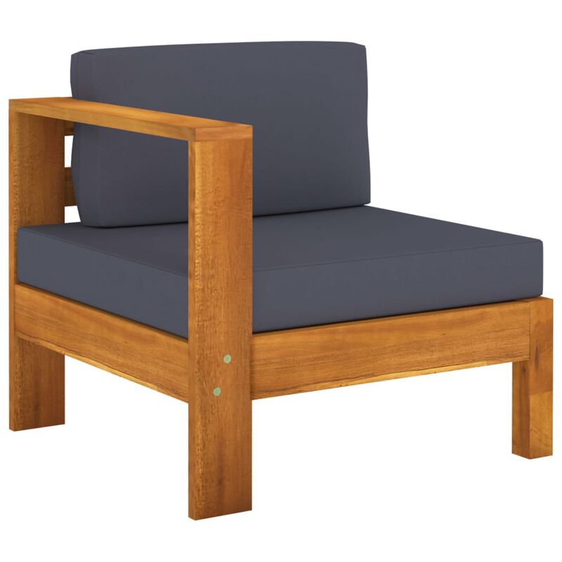vidaXL 3-Seater Garden Sofa with Dark Gray Cushions Acacia Wood
