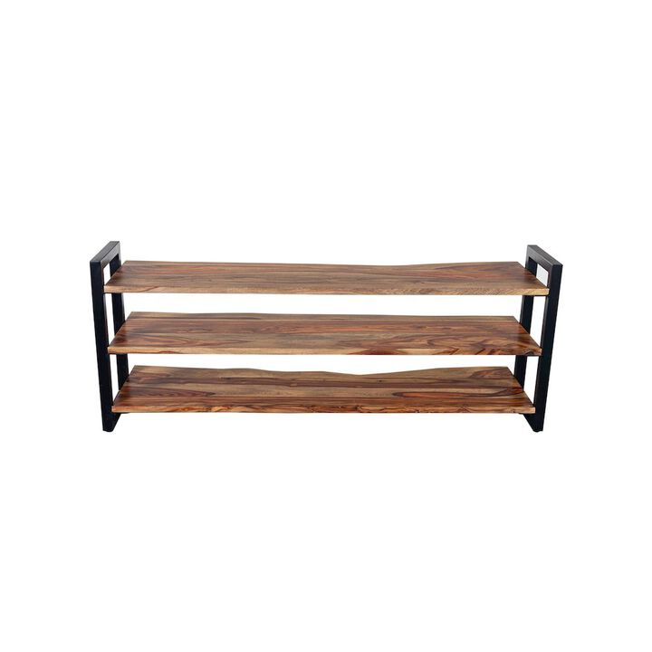 Porter Designs Manzanita Live Edge Solid Sheesham Wood TV Stand, Brown