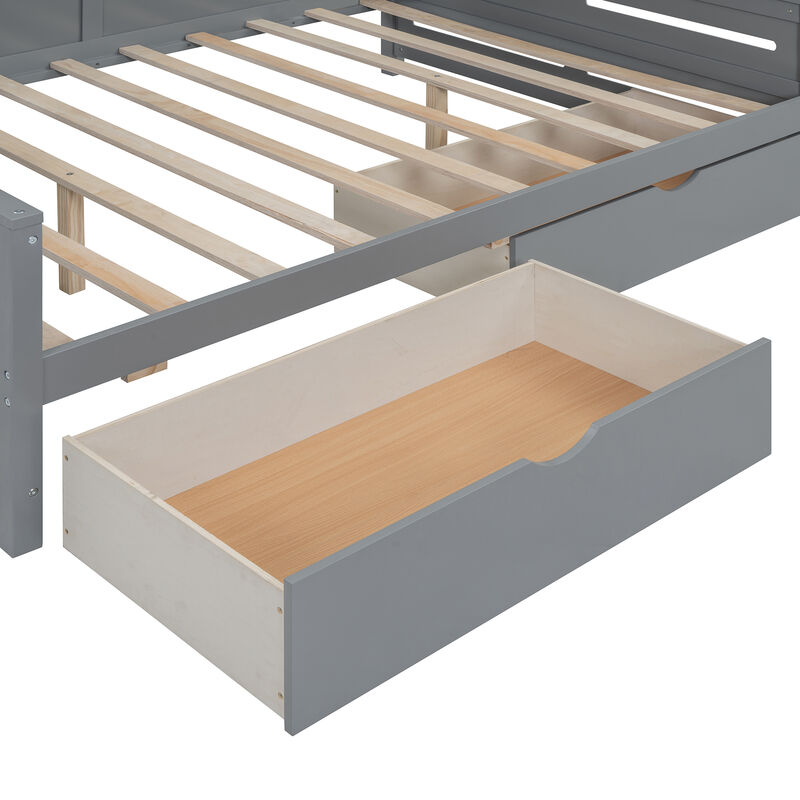 Merax Wooden Daybed with Storage Drawers and Cabinets