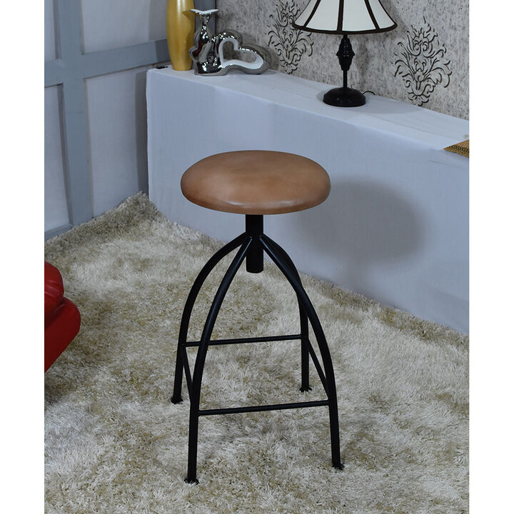 Handmade Bar Stool Iron & Leather Contemporary Dark Tan BBH Homes