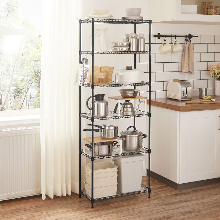 6-Tier Metal Storage Shelves - Adjustable Wire Shelving Unit for Organized Storage