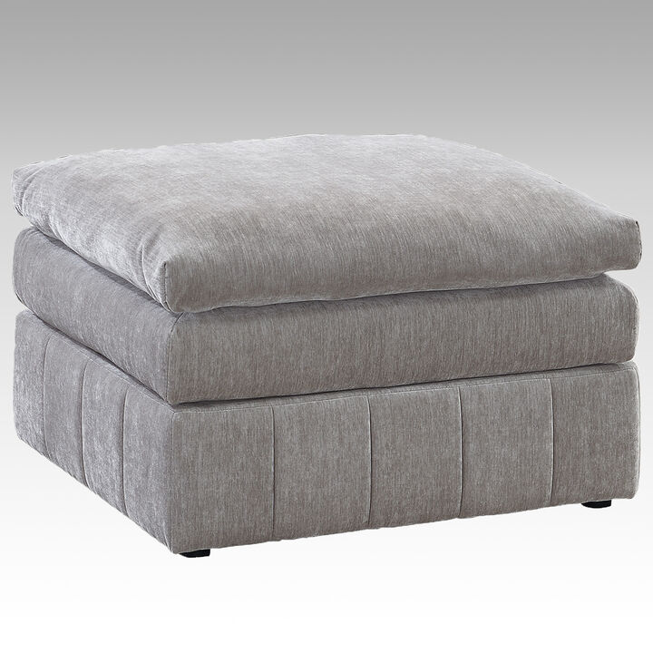 Morgan Fabric Upholstered Ottoman in Granite