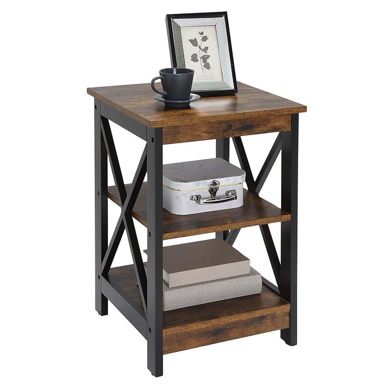 Convenience Concepts Oxford End Table with Shelves Barnwood/Black