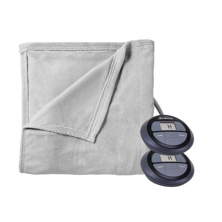 Sunbeam Queen Electric Heated MicroPlush Blanket with Dual Digital Display Controllers