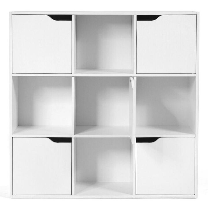 Hivvago Free Standing 9 Cube Storage Wood Divider Bookcase for Home and Office-White