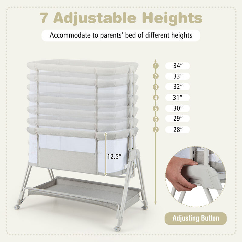 Baby Portable Bedside Sleeper with 7 Adjustable Heights