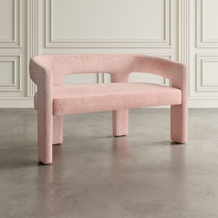 Jofran Gwen Modern Luxury Jacquard Fabric Upholstered Sculpture Bench