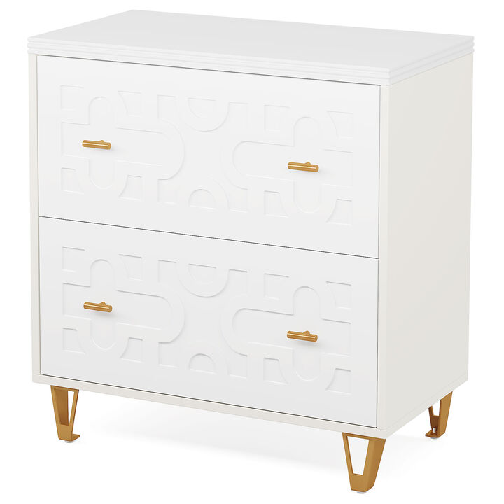 Lateral File Cabinet with 2 Drawers, Modern White Filing Cabinet for Legal/Letter/A4 Size, Large Storage Filing Cabinet Printer Stand for Home Office