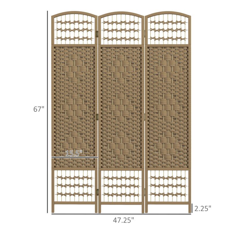 Natural Room Partition: 3-Panel Folding Wave Privacy Screen