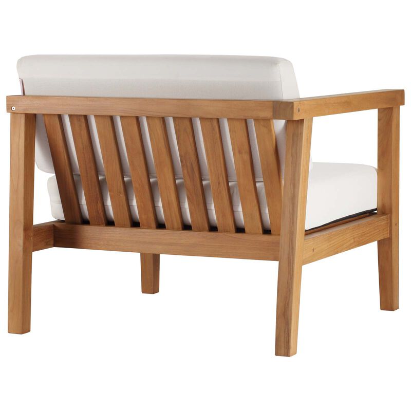 Modway - Bayport Outdoor Patio Teak Wood 2-Seater Loveseat Natural White