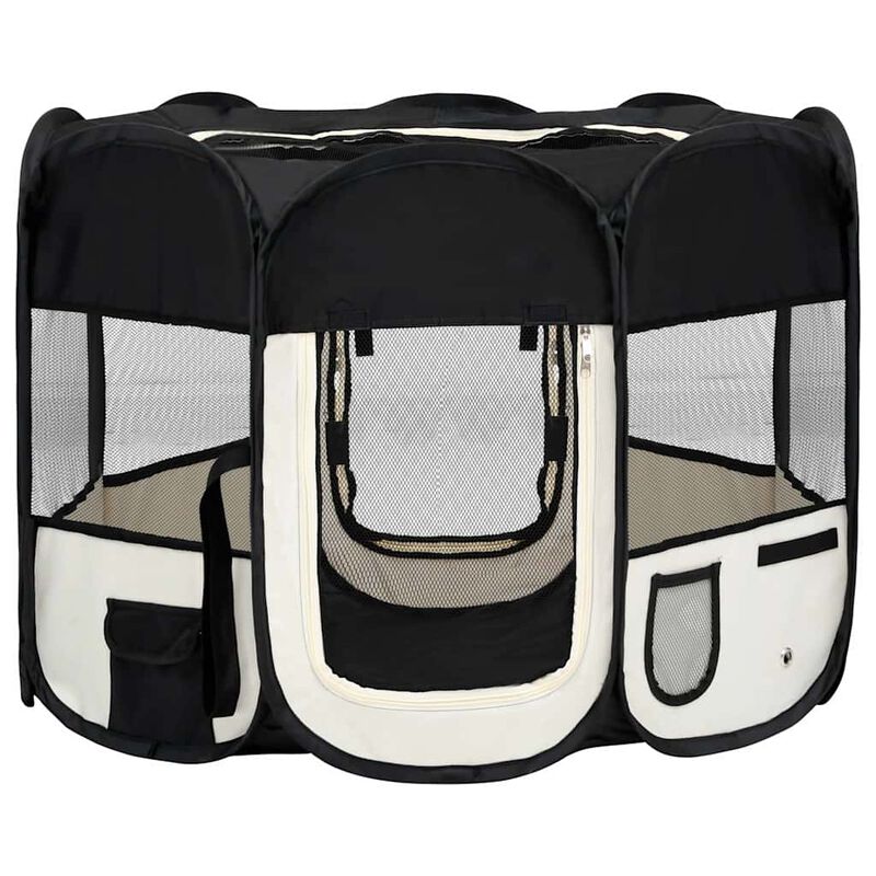 Foldable Dog Playpen with Carrying Bag Blue 35.4"x35.4"x22.8"