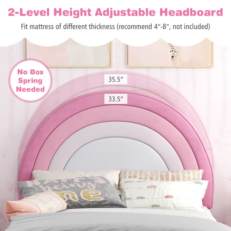 Height-Adjustable Headboard Bed Frame with Sturdy Wooden Slats, Modern Platform Design for Comfort and Support