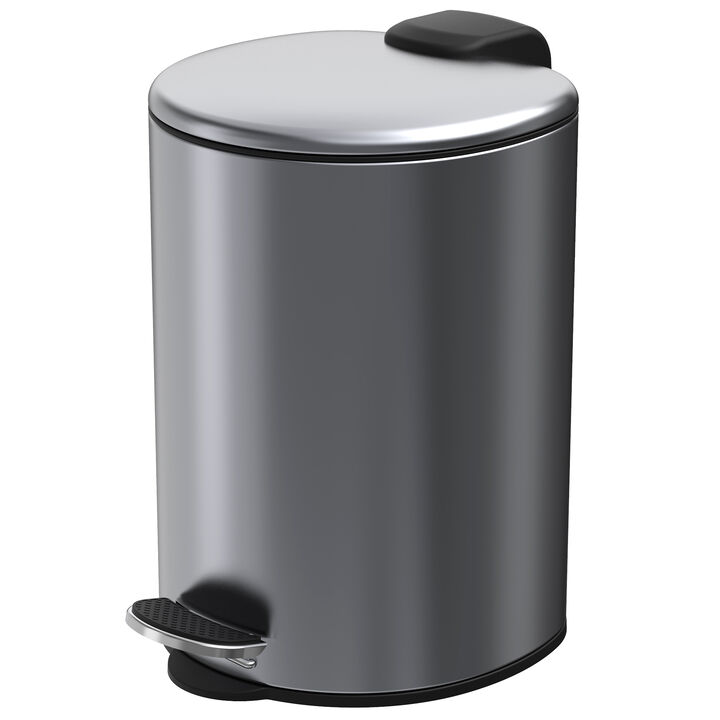 1.85 Gal./7 Liter Semi Round Brushed Step-on Trash Can for Bathroom and Office