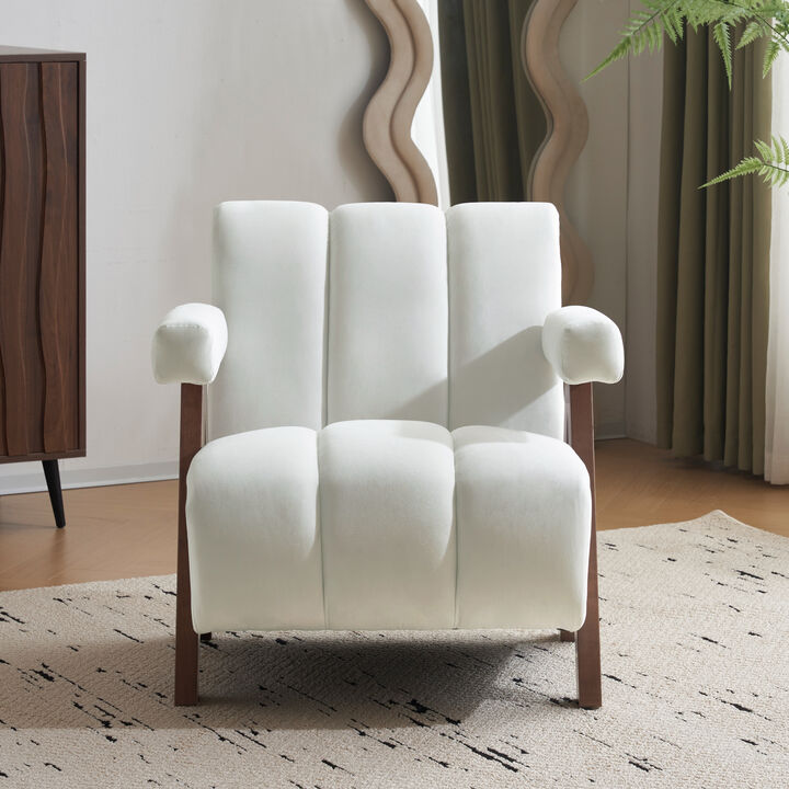 Merax Mid Century Modern Accent Chair with Solid Wood Frame