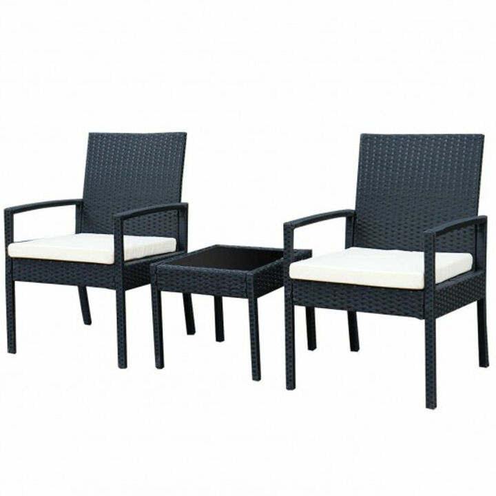 3 Pcs Outdoor Rattan Patio Conversation Furniture Set