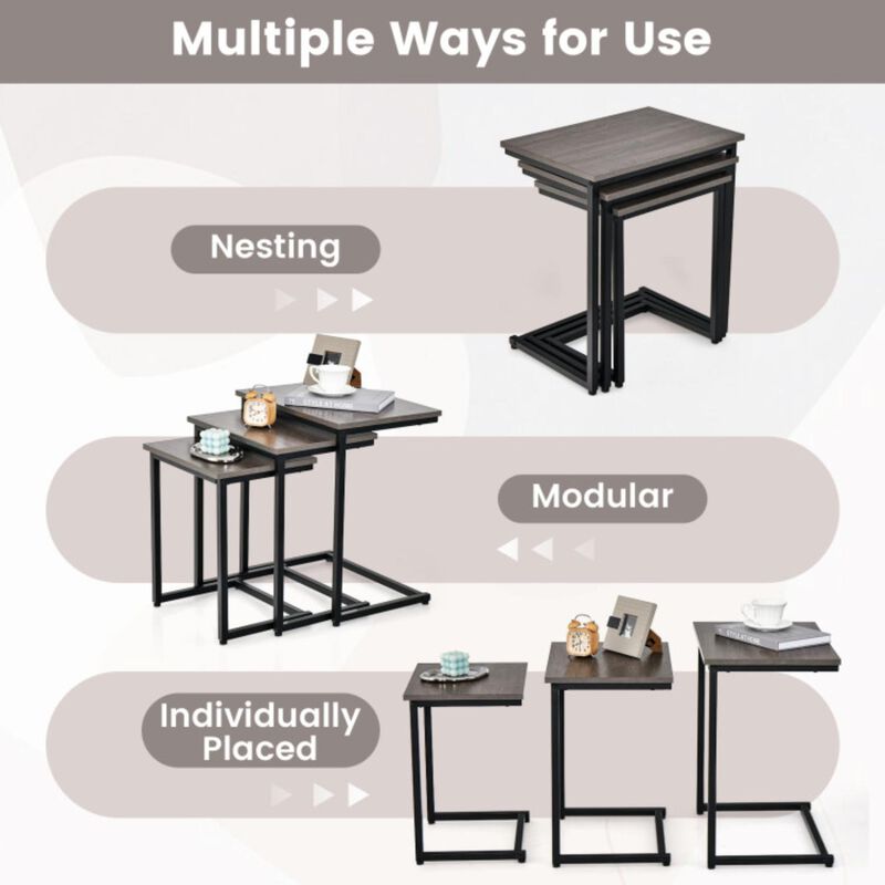 Hivvago 3 Pieces Multifunctional Coffee End Table Set