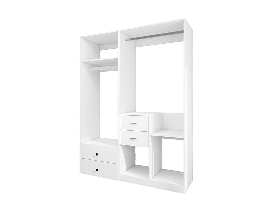 Tall Closet Organizer System with 4 Drawers,2 Hanging Rails Walk in Closet System for Bedroom