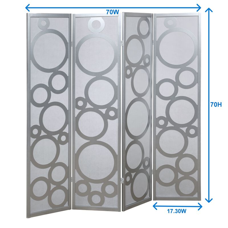 Streamdale Arvada 4-Panel Wood Room Divider with Circle Pattern, Black