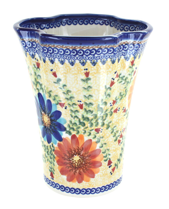 Blue Rose Polish Pottery Poinsettia Vase