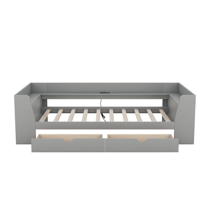Merax Daybed Bed with Shelves and Drawers