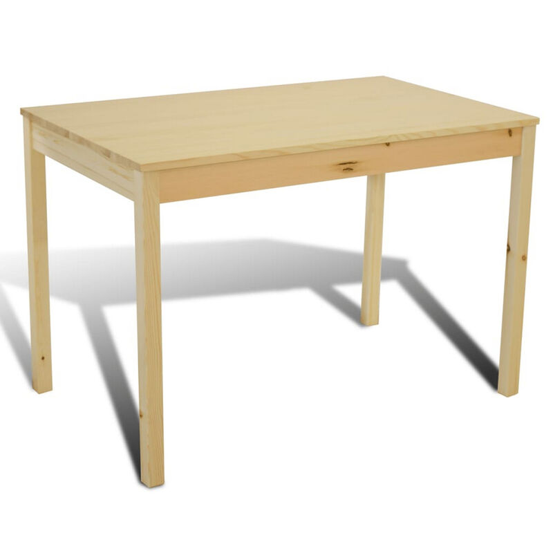 5 Piece Dining Table Set with 4 Side Chairs, Natural Brown Pine Wood - Benzara