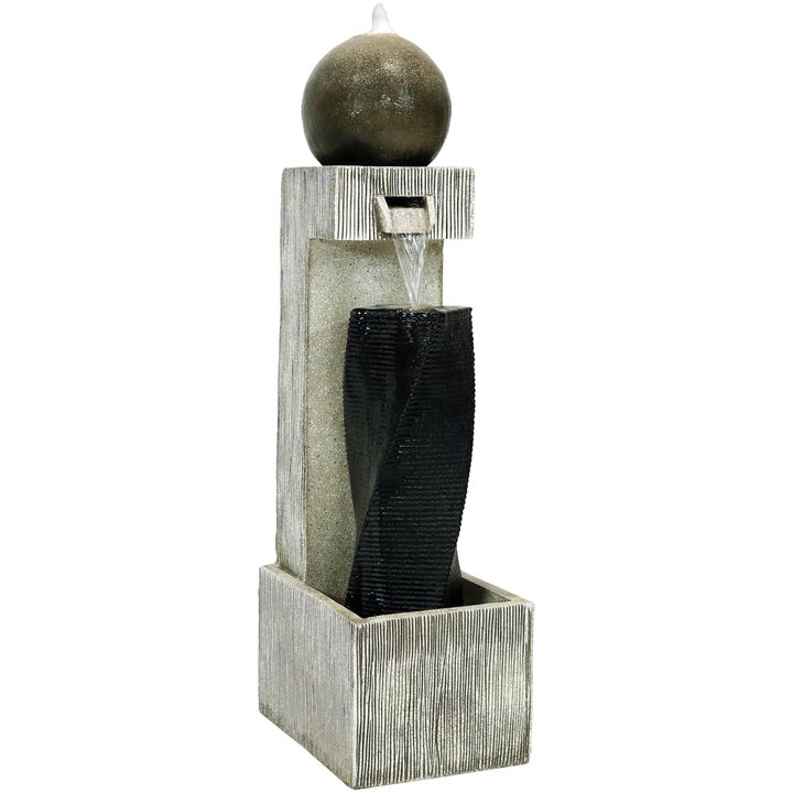 Sunnydaze Modern Artistry Outdoor Water Fountain with LED Lights - 35 in
