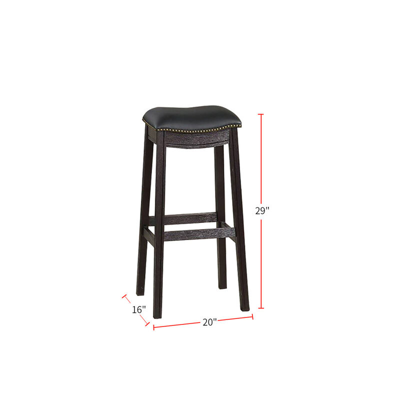 Black PU Upholstery Barstool, Set Of 2