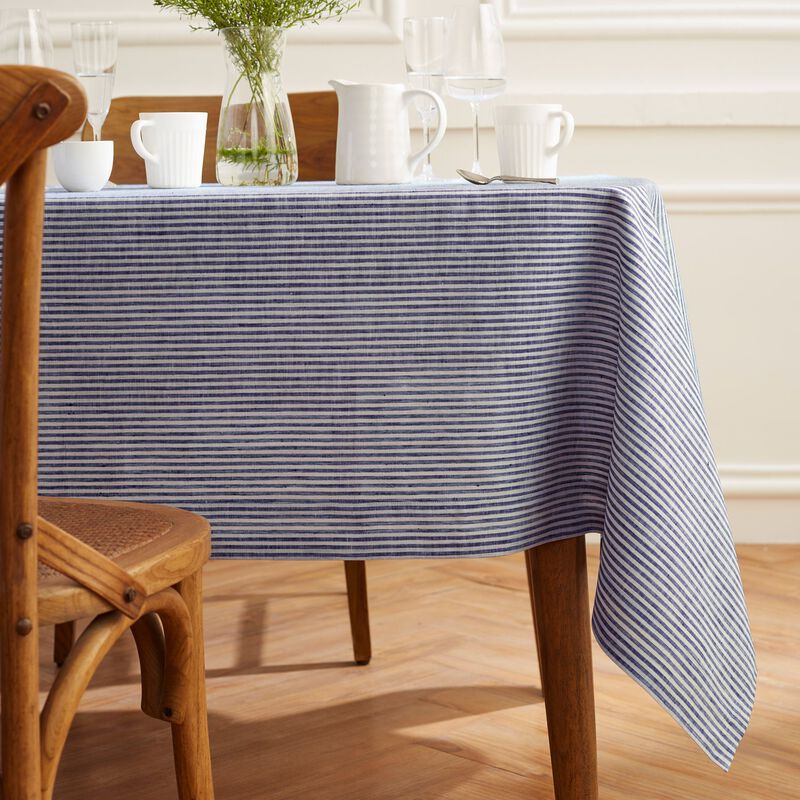 Solino Home 100% Pure Linen Tablecloth | Narrow Stripe