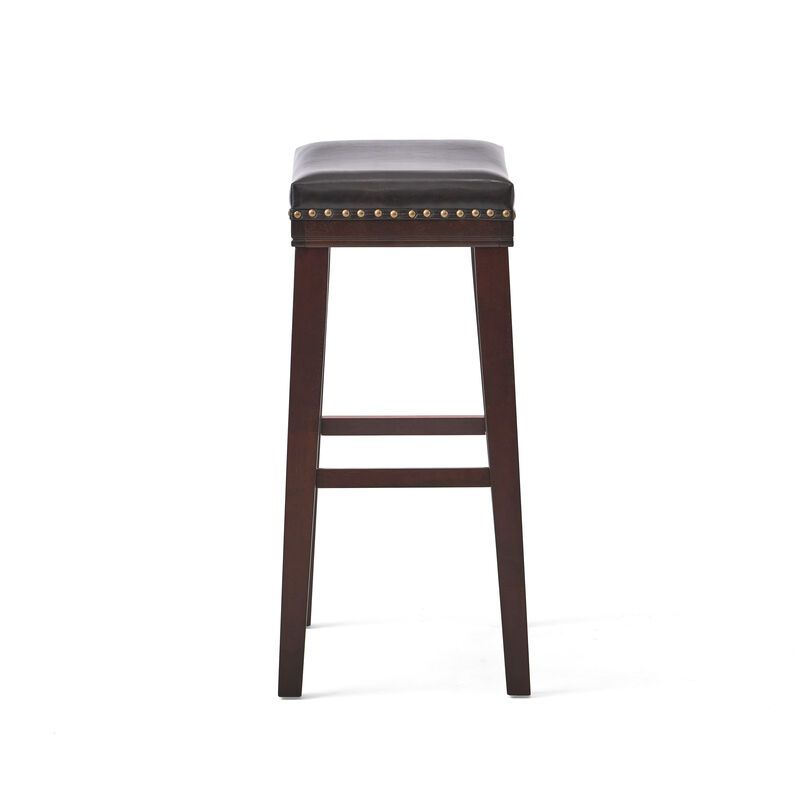 Premium Leather and Rubberwood Bar Stool for Stylish and Durable Dining