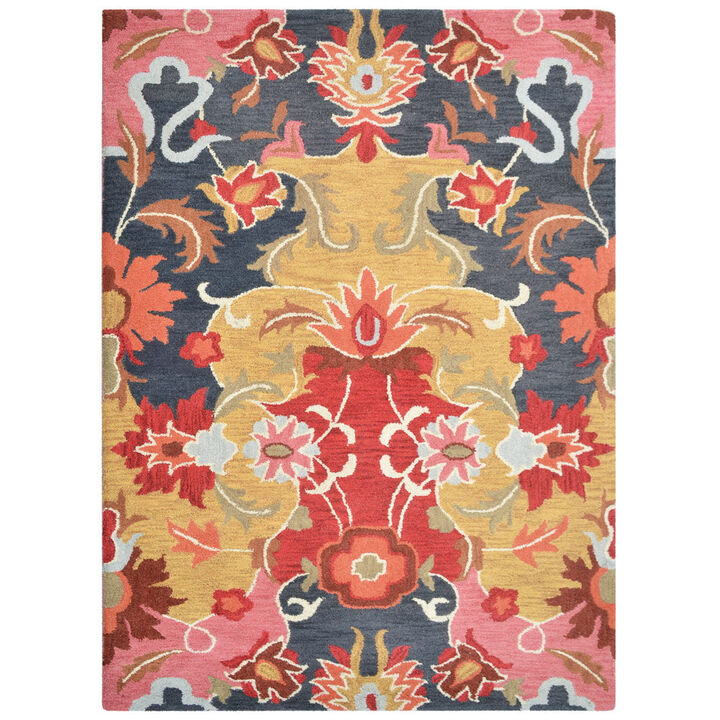 RUGSOTIC CARPETS HAND TUFTED WOOL ECO-FRIENDLY AREA RUGS  - 5'x8', Rectangle Shape, Multicolor, Floral Modern Design, High Pile Thick Handmade Area Rugs for Living Room, Bed Room (K00732)