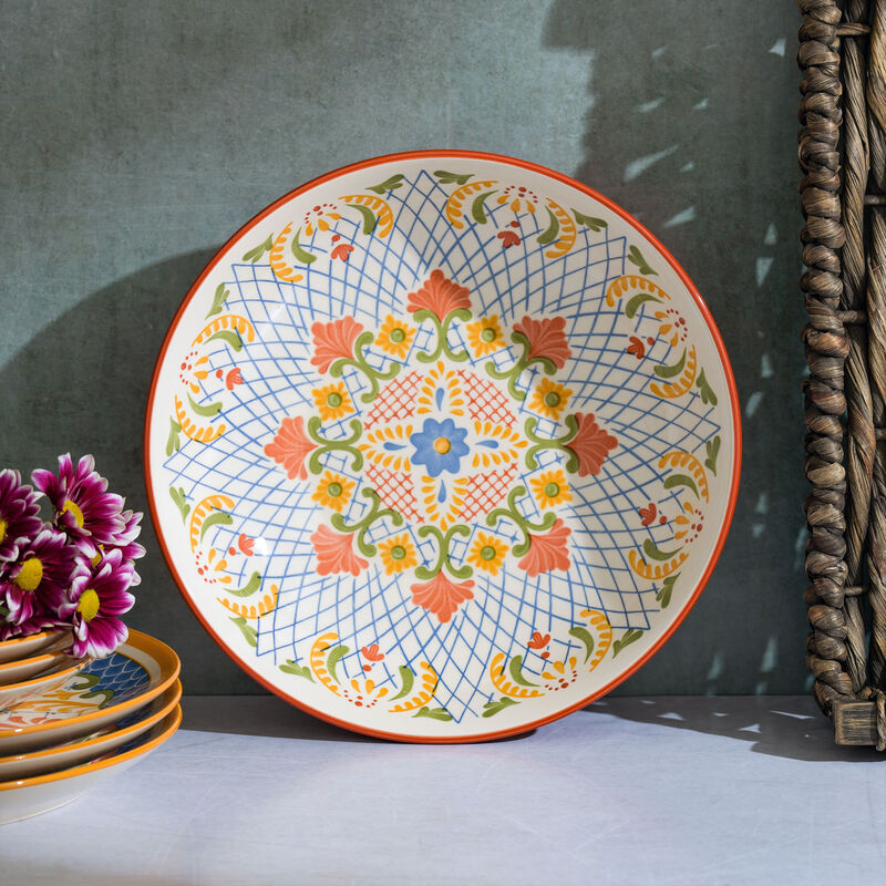 Laurie Gates California Designs Tierra 10.5 Inch Hand Painted Stoneware Pasta Bowl in Red