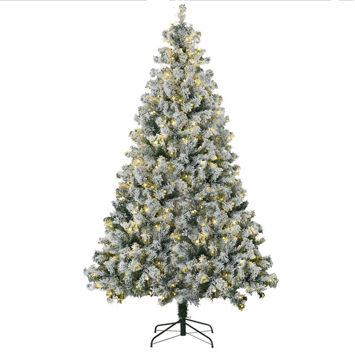 7.5ft Prelit Pencil Artificial Christmas Tree with Snow Flocked Branches Lights