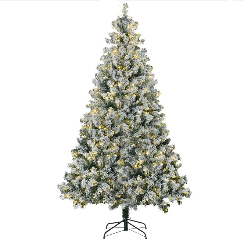7.5ft Prelit Pencil Artificial Christmas Tree with Snow Flocked Branches Lights
