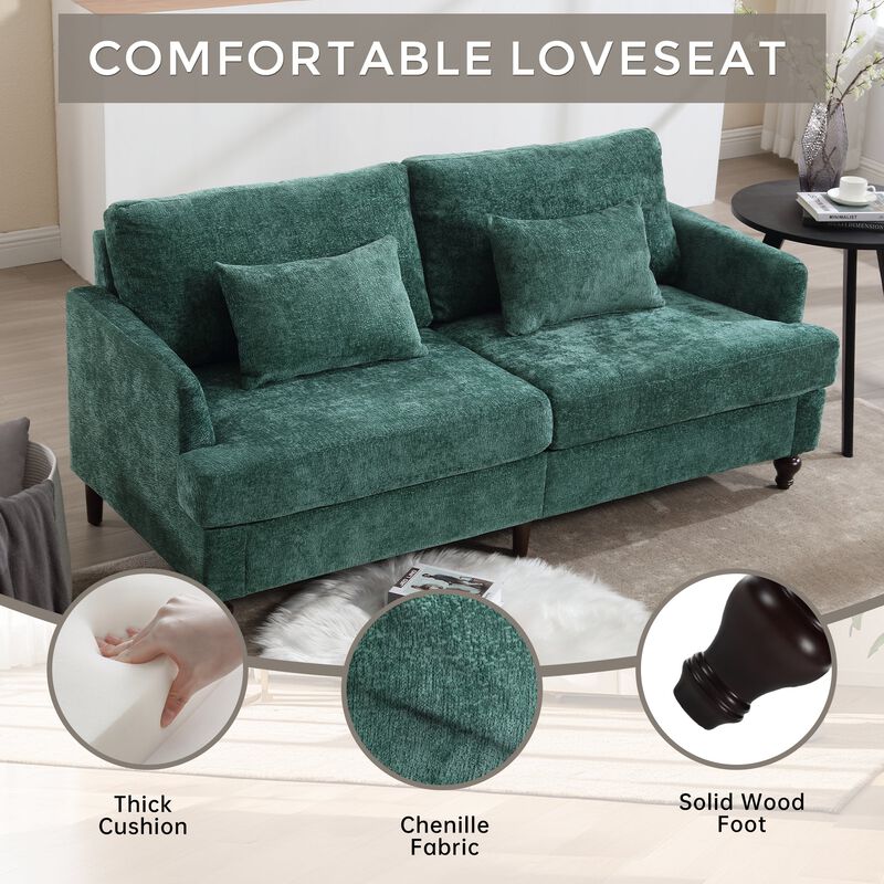 Mondawe Mid Century Chenille Fabric Loveseat Sofa, 2-Seat Upholstered Modern Couch