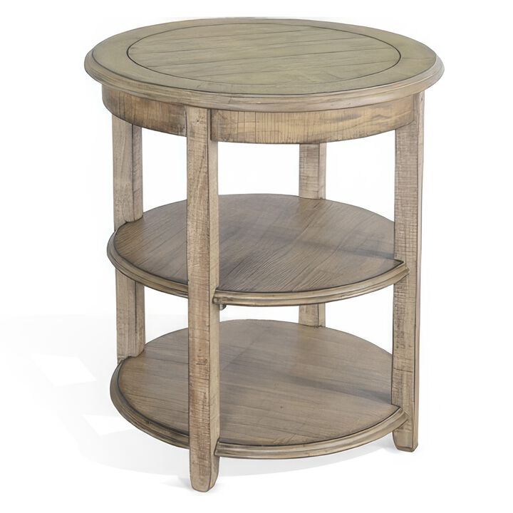 Rena Side End Table, 2 Shelves, 24 Inch Plank Light Brown Mahogany - Benzara