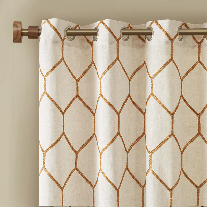 Gracie Mills Mikel Modern Metallic Geo Embroidered Curtain Panel - 50x84"