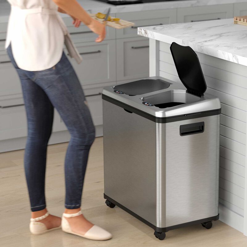 iTouchless 16 Gallon / 61 Liter Sensor Recycle Bin & Trash Can