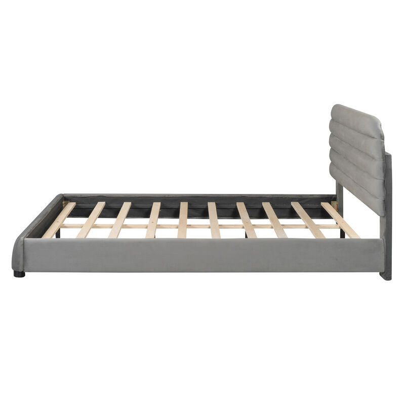 Merax Velvet Upholstered Platform Bed