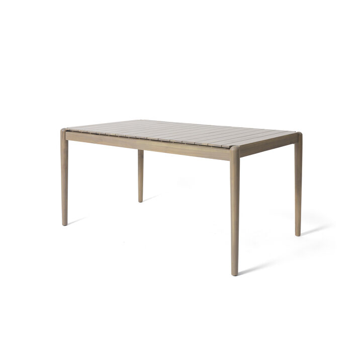 Siaz Dining Table, Rectangular 68 Inch, Slat Panel Design, Light Brown Wood - Benzara