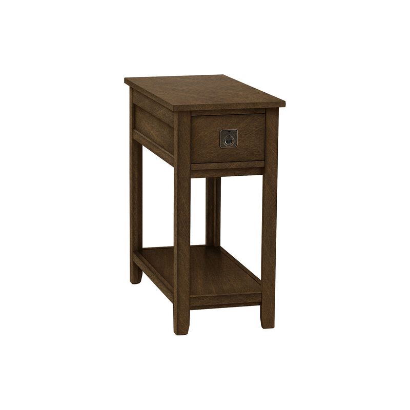 Monarch Specialties I 3953 - Accent Table, End, Side Table, Nightstand, Bedroom, Narrow, Storage Drawer, Brown Veneer, Transitional